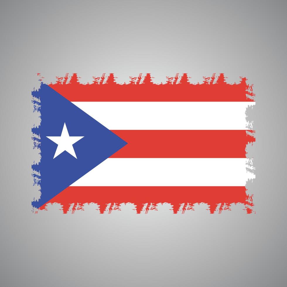 puerto rico flagga med akvarell målad pensel vektor