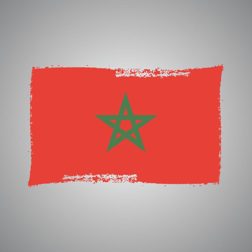 Marockos flagga med akvarell målad pensel vektor