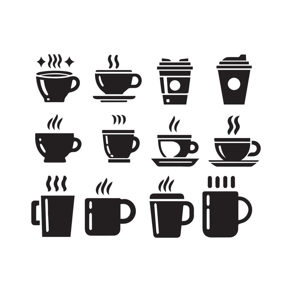 Kaffee Tasse Symbol einstellen Vektor Illustration.