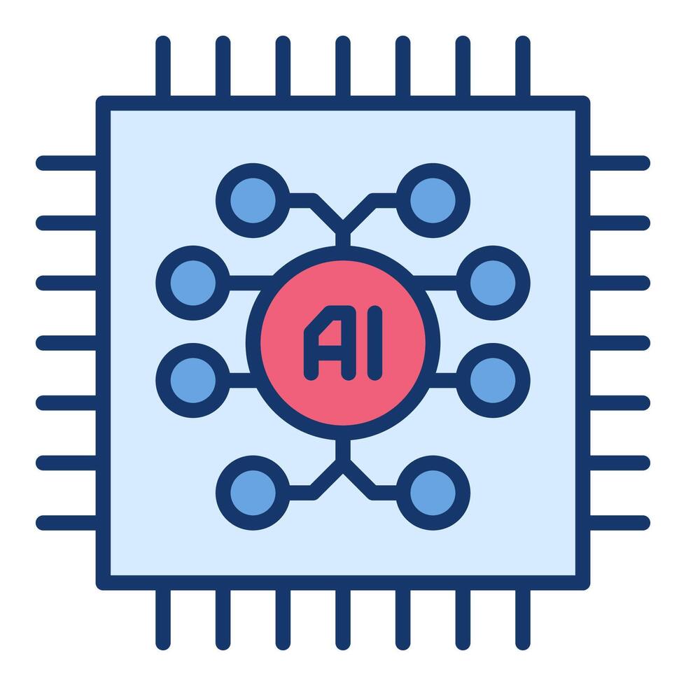 Computer Chip mit ai Gehirn Vektor künstlich Intelligenz Technologie farbig Symbol oder Design Element