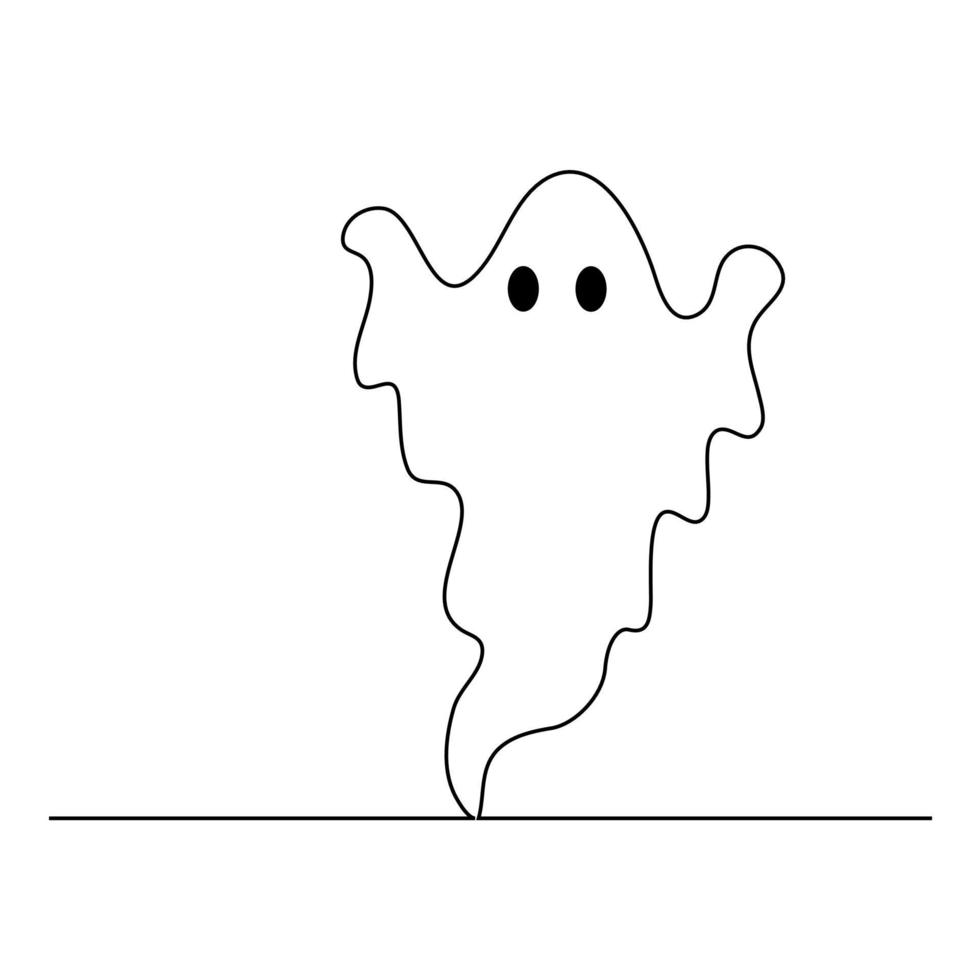 halloween spöke kontinuerliga linjer vektor
