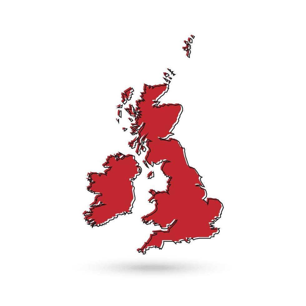Storbritannien röd karta på vit bakgrund vektor