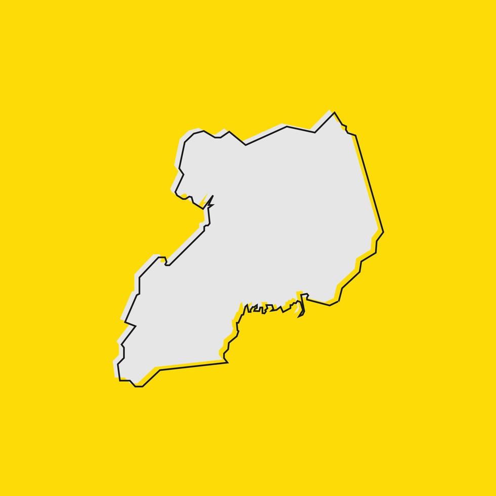 vektor illustration av kartan över Uganda på gul bakgrund