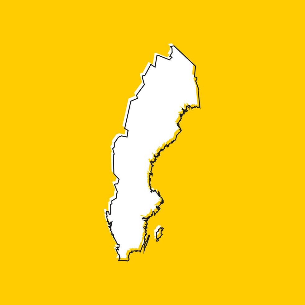 Karte von Schweden sehr detailliert. Silhouette auf gelbem Hintergrund isoliert. vektor