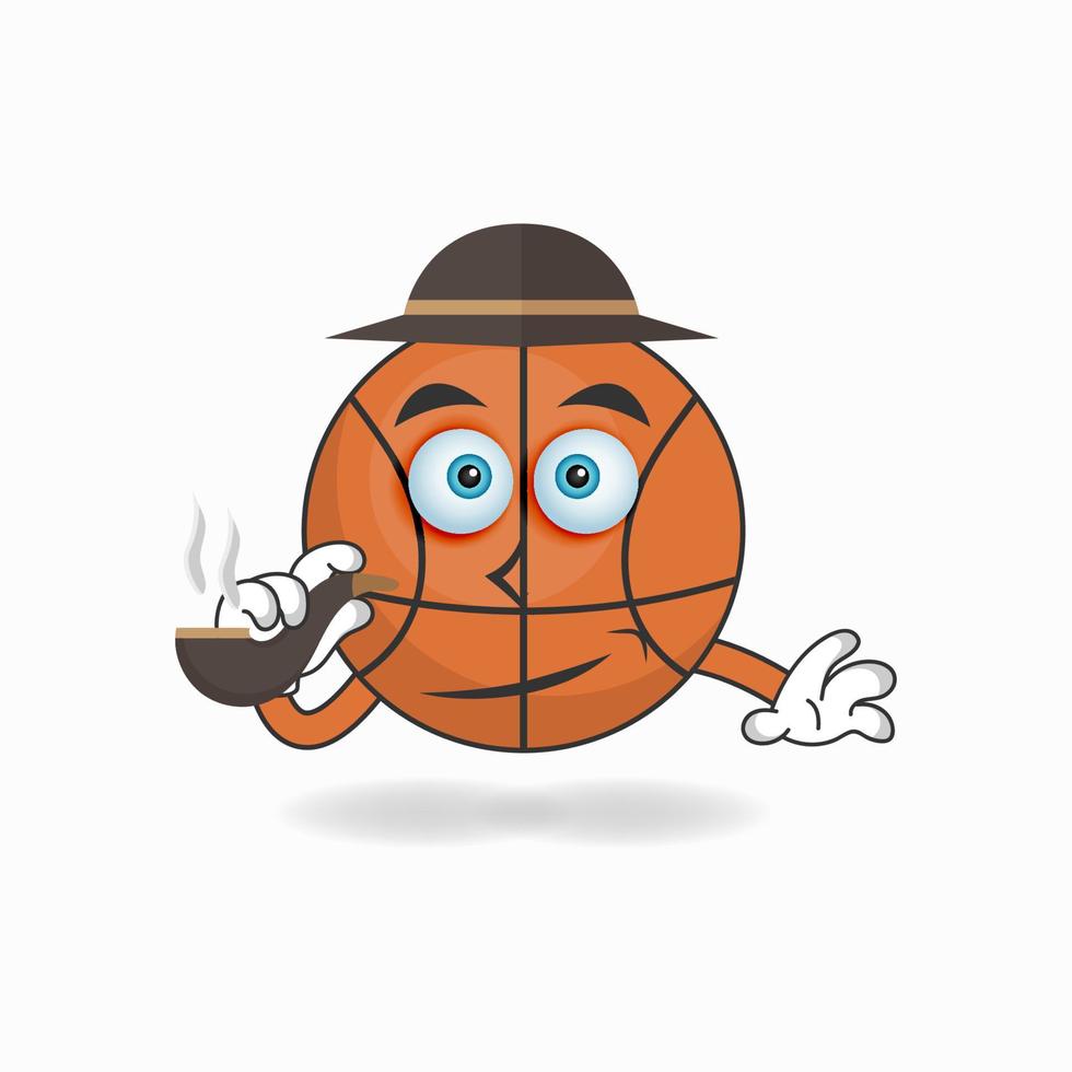 basket maskot karaktär rökning. vektor illustration