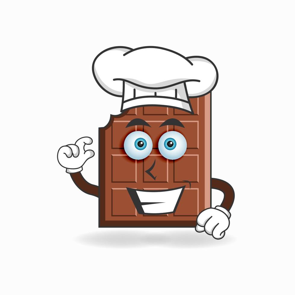 chokladmaskotkaraktären blir en kock. vektor illustration