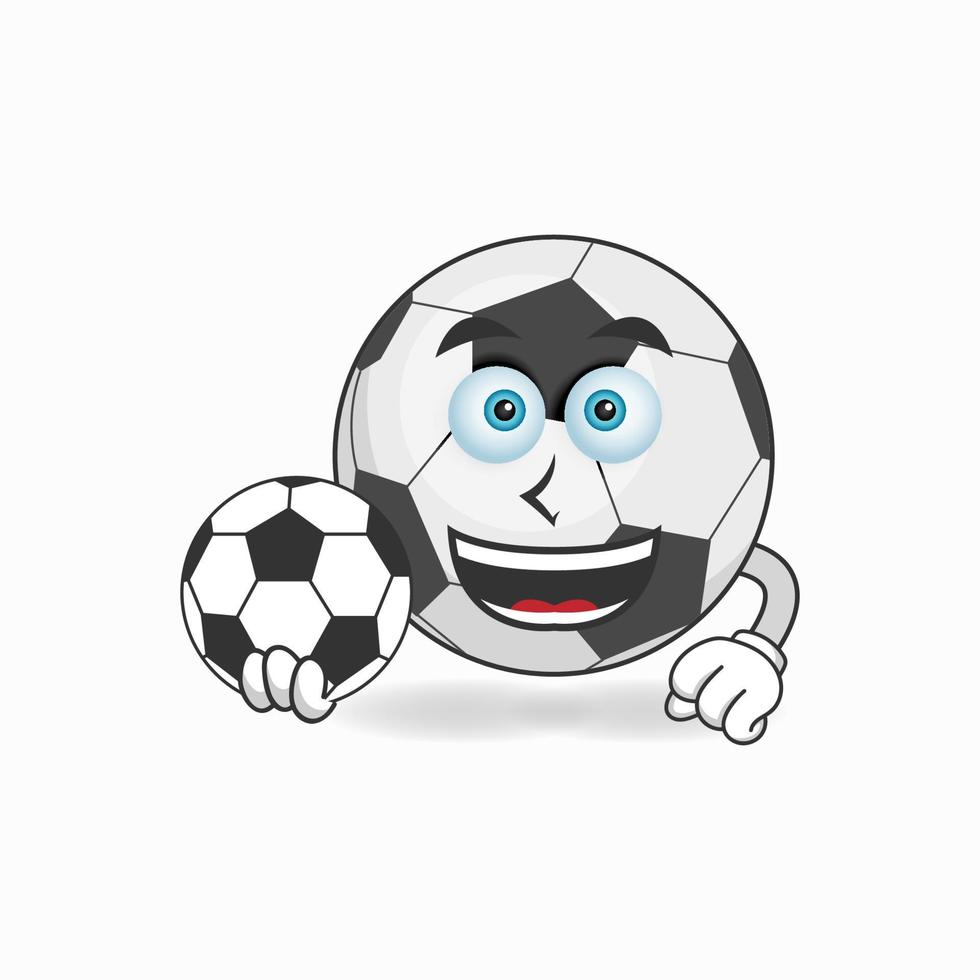 fotbollsbollens maskot karaktär blir en fotbollsspelare. vektor illustration