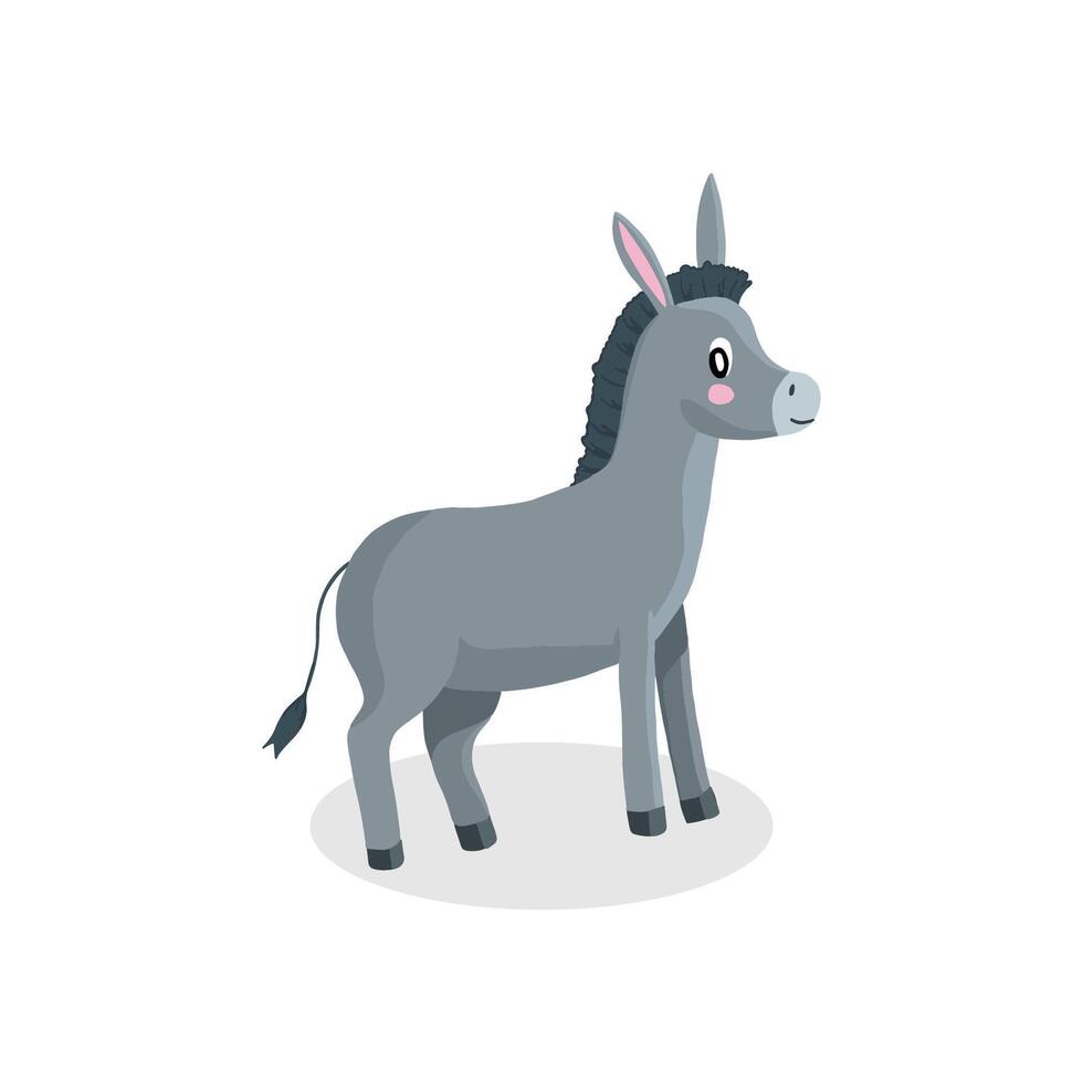 illustration av en Lycklig stående grå åsna med en söt uttryck vektor