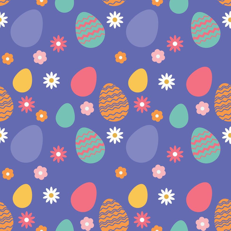 süß Ostern Hintergrund mit bunt Ostern Eier und Blumen. vektor