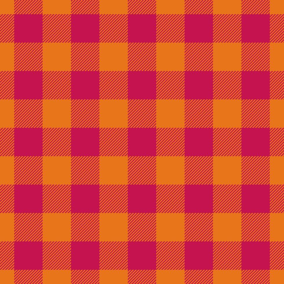 beschwingt Textur Plaid Stoff, altmodisch Tartan Hintergrund Vektor. gemütlich prüfen Textil- nahtlos Muster im Orange und Rosa Farben. vektor