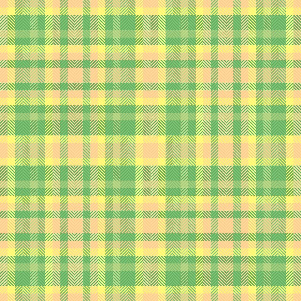 inbjudan textur pläd textil, trasa bakgrund vektor mönster. grunge sömlös tartan tyg kolla upp i grön och bärnsten färger.