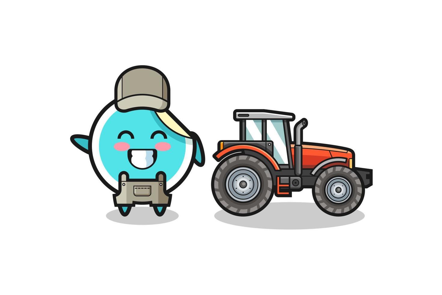 klistermärket bondmaskot som står bredvid en traktor vektor