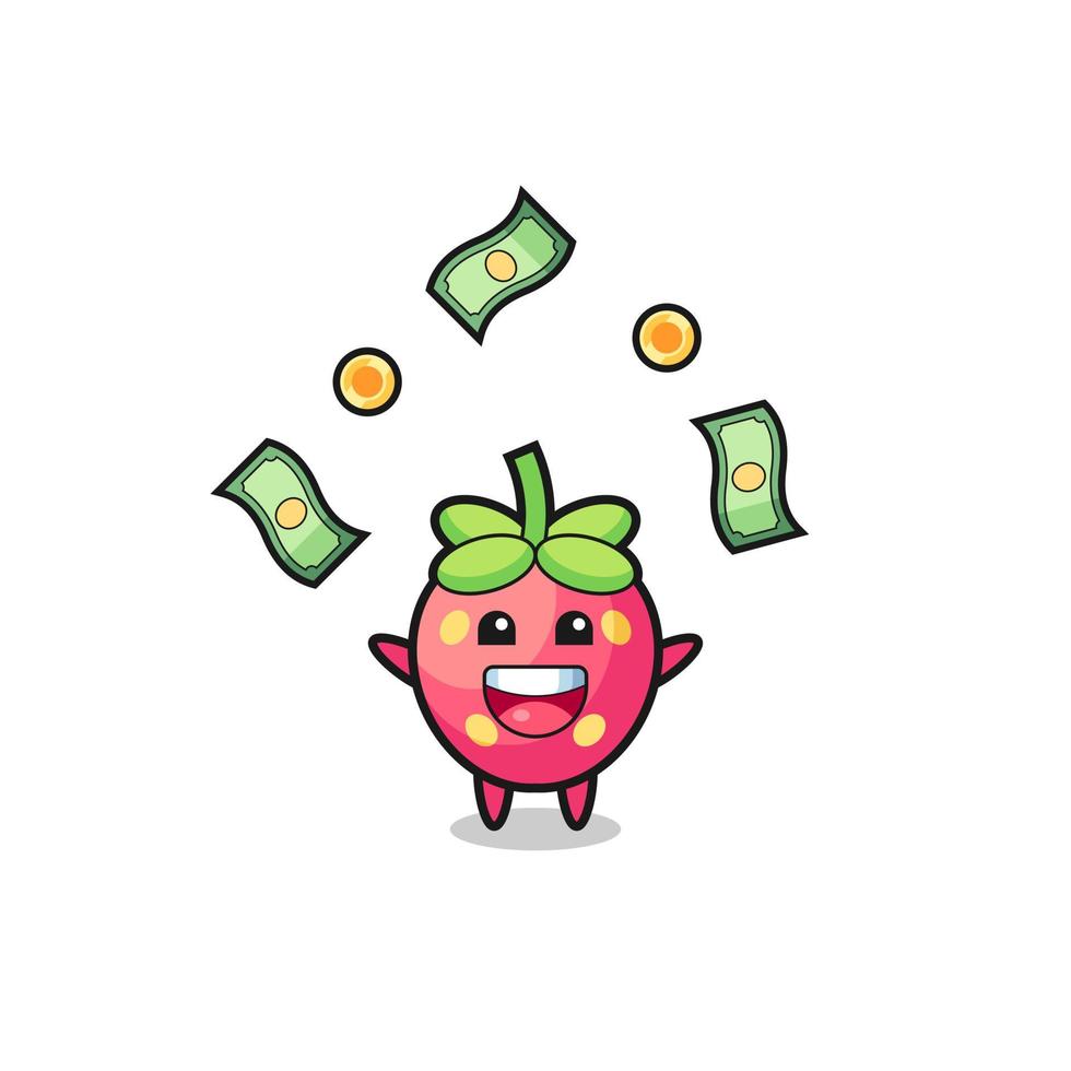 illustration av jordgubbsfångande pengar som faller från himlen vektor
