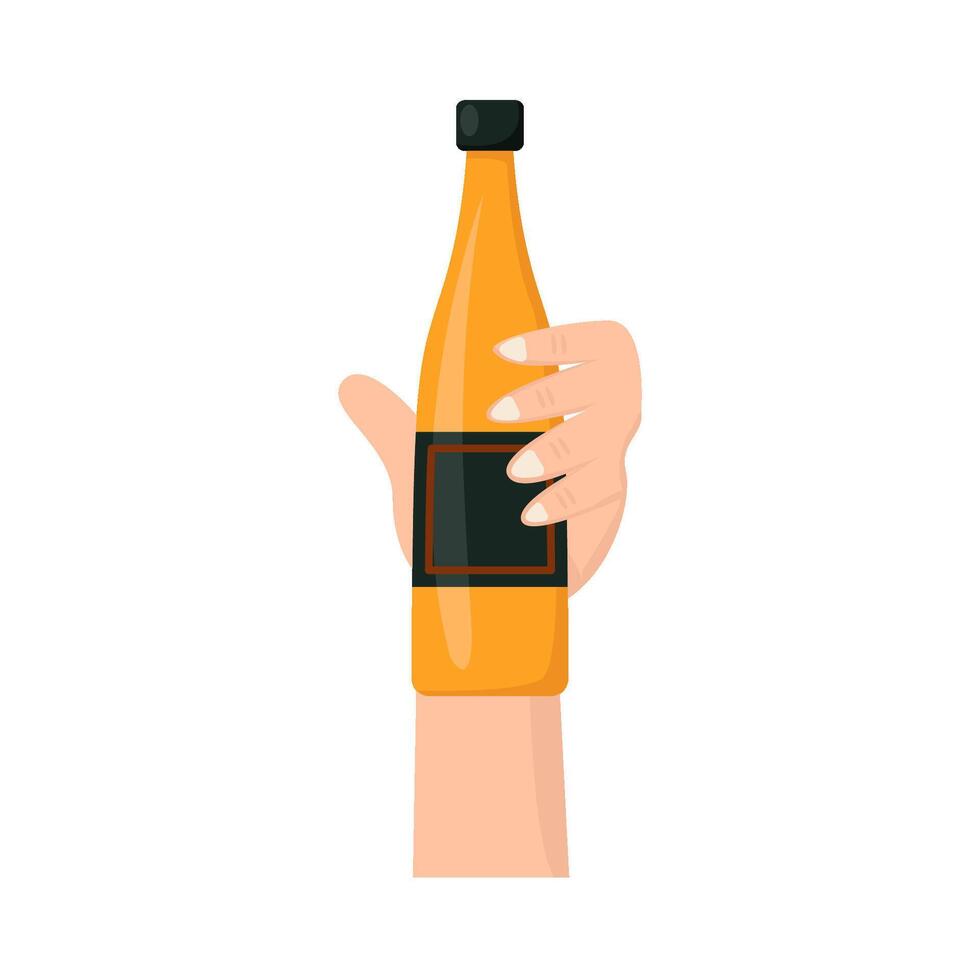 Flasche Alkohol im Hand Illustration vektor