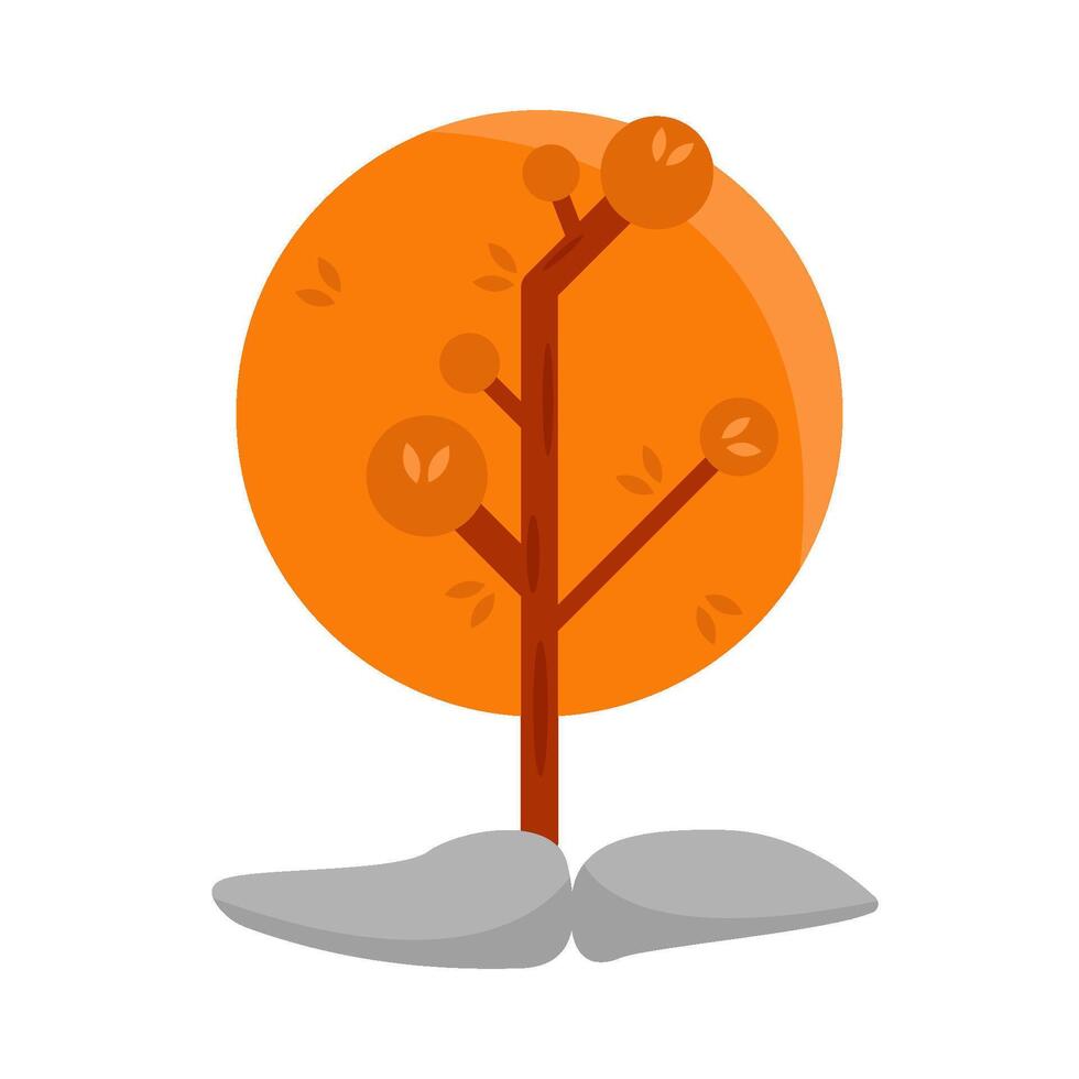 Baum Orange mit Stein Illustration vektor