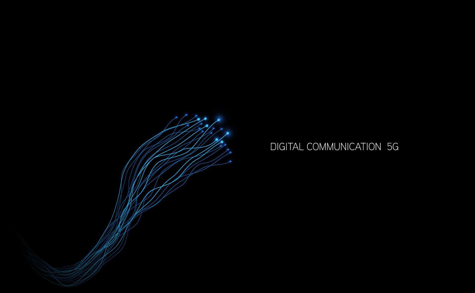 abstrakta ljuslinjer vågiga flödande dynamiska i blågröna färger isolerad på svart bakgrund för begreppet ai-teknik, digital, kommunikation, 5g. vektor