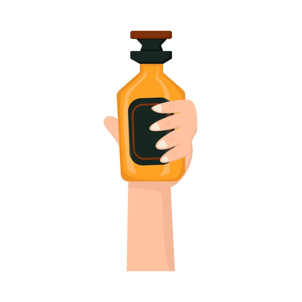 Flasche Alkohol im Hand Illustration vektor