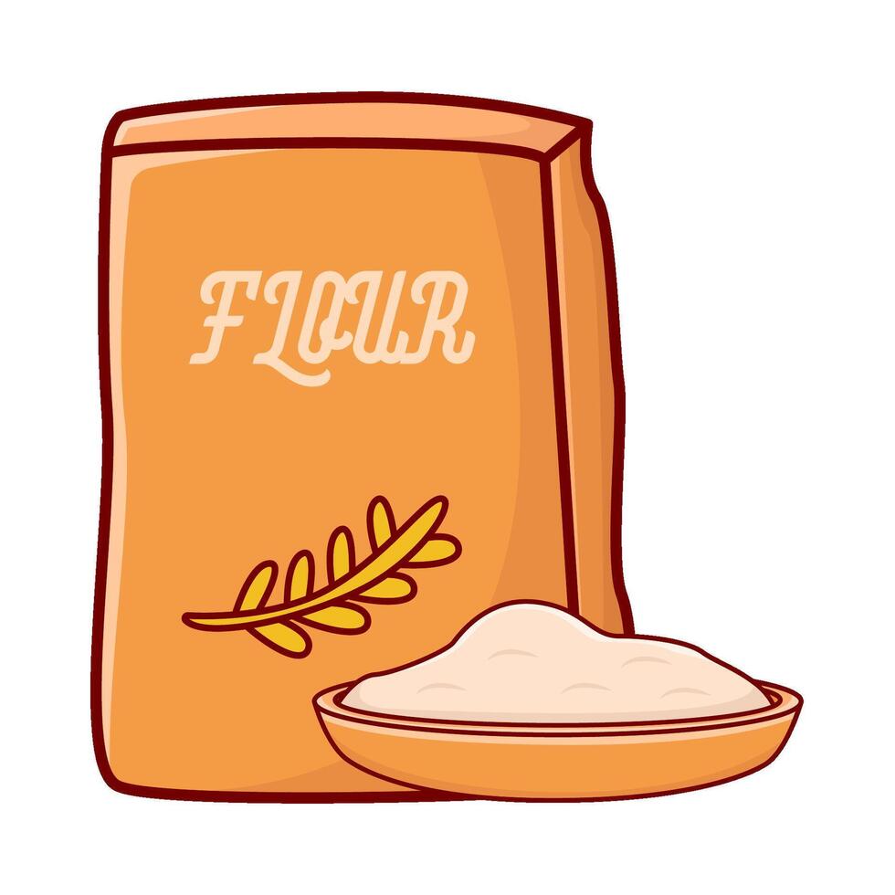 låda mjöl med mjöl i tallrik illustration vektor