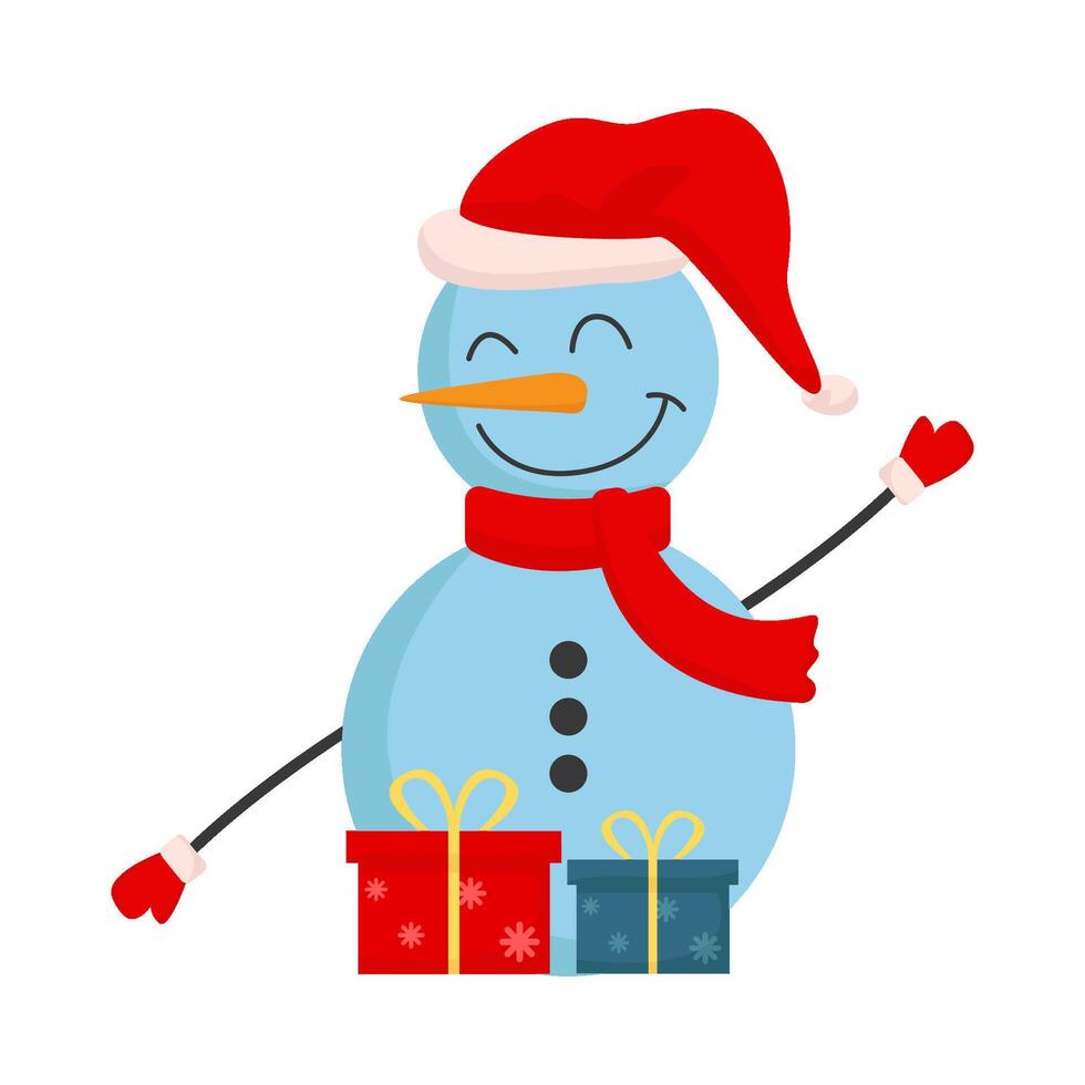 Schneemann mit Geschenk Box Illustration vektor