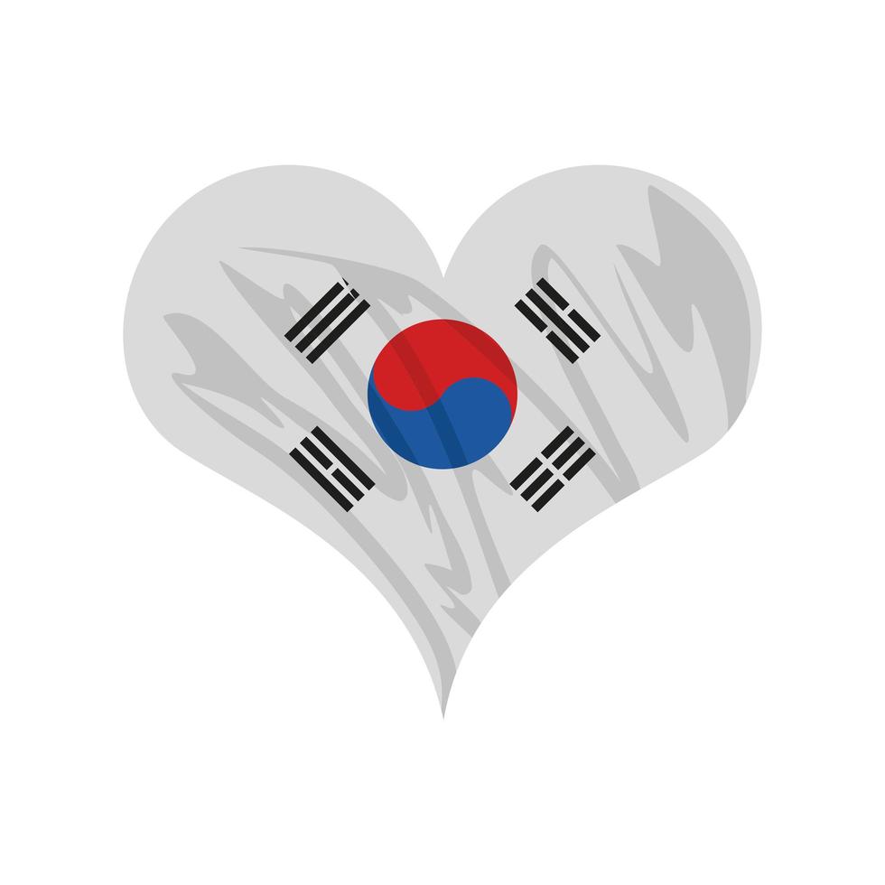 koreansk flagga format hjärta vektor