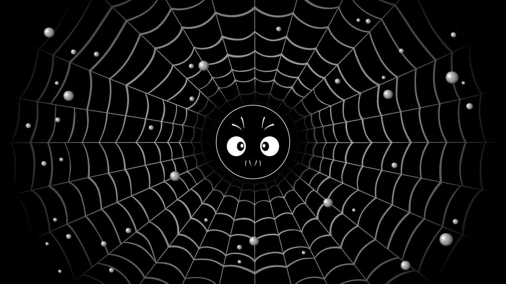 Spinne Netz mit Augen. Vektor Illustration im schwarz und Weiß Farben