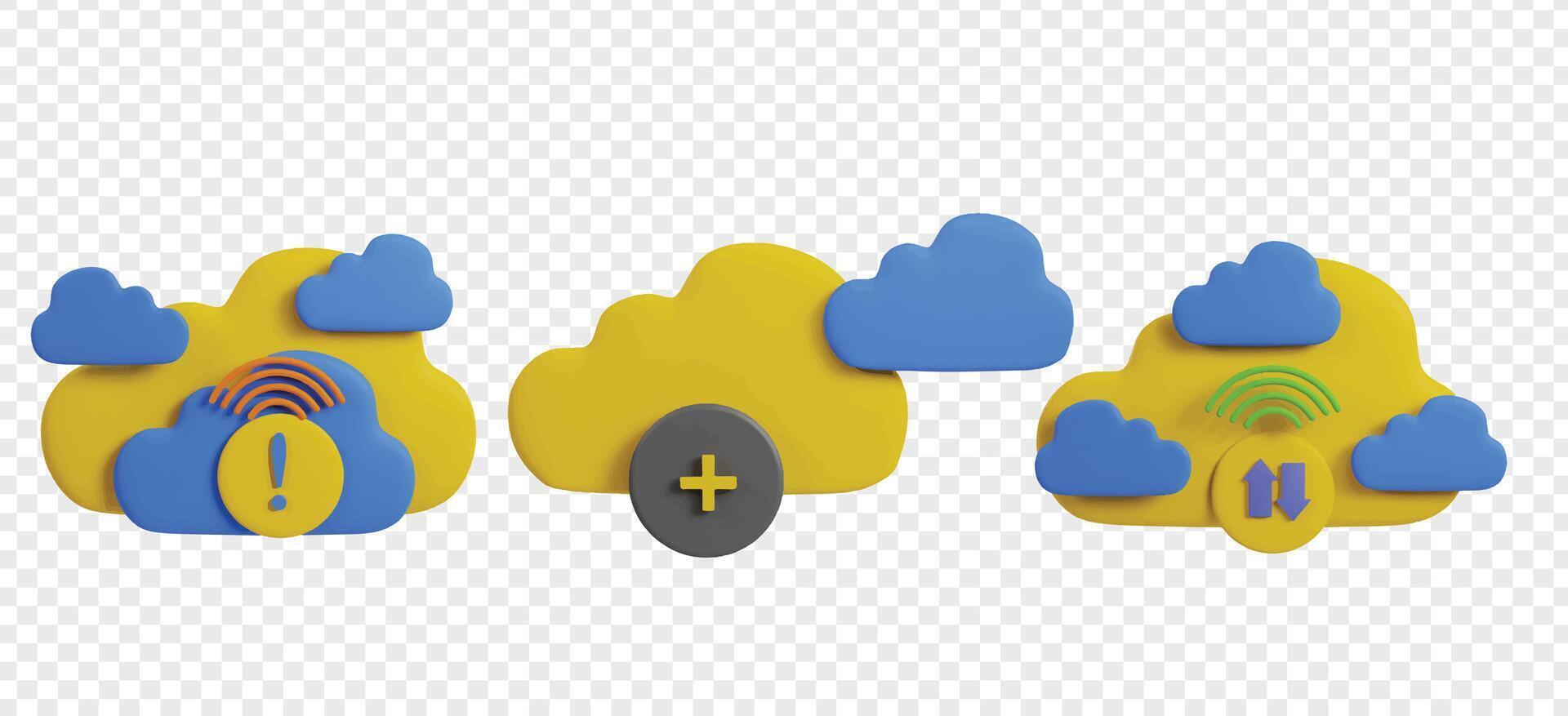 Wolke Computing 3d Symbole Clip Art. vektor