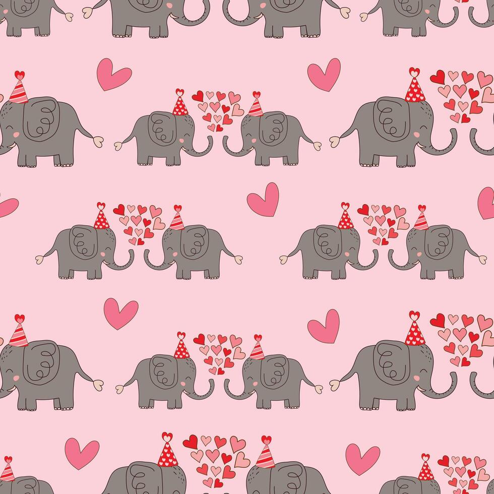 süß Karikatur Valentinstag Wald Tiere Amor Winkel Liebe Herz Rosa rot nahtlos Muster Textil- Hintergrund Vektor Illustration