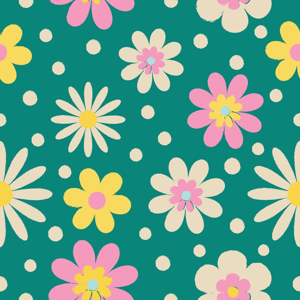 Frühling retro Blumen nahtlos Muster Hintergrund Vektor Illustration
