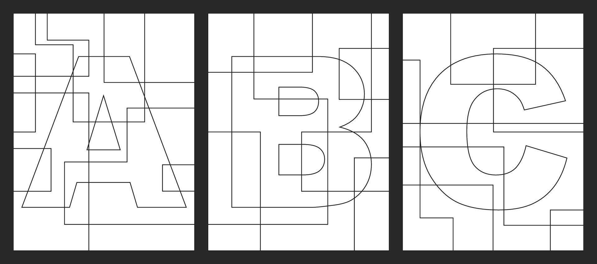Brief A, b und c geometrisch Formen Vektor zum Kinder Färbung Buch
