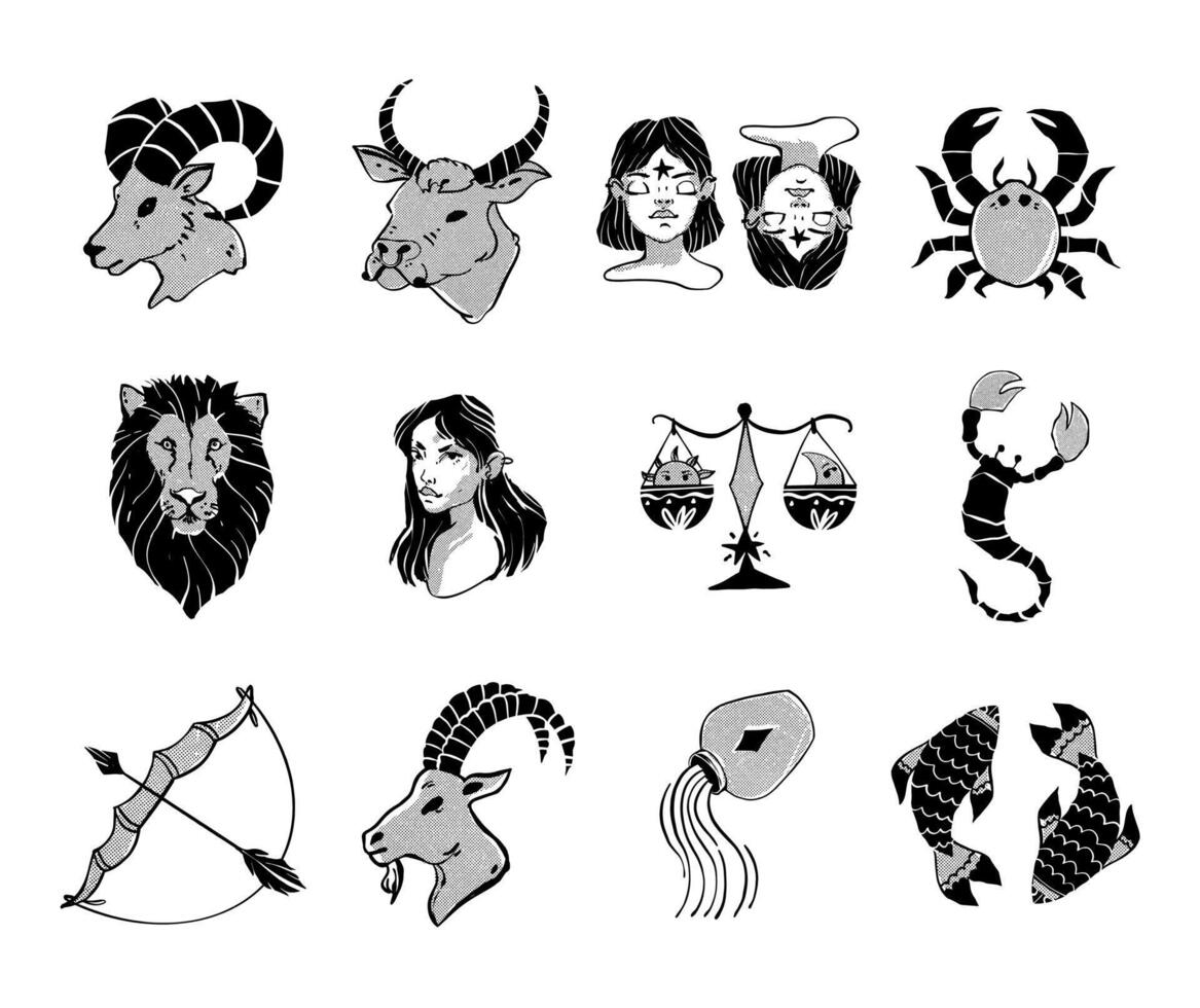 zodiaken tecken, astro horoskop tecken. trendig vektor illustration.