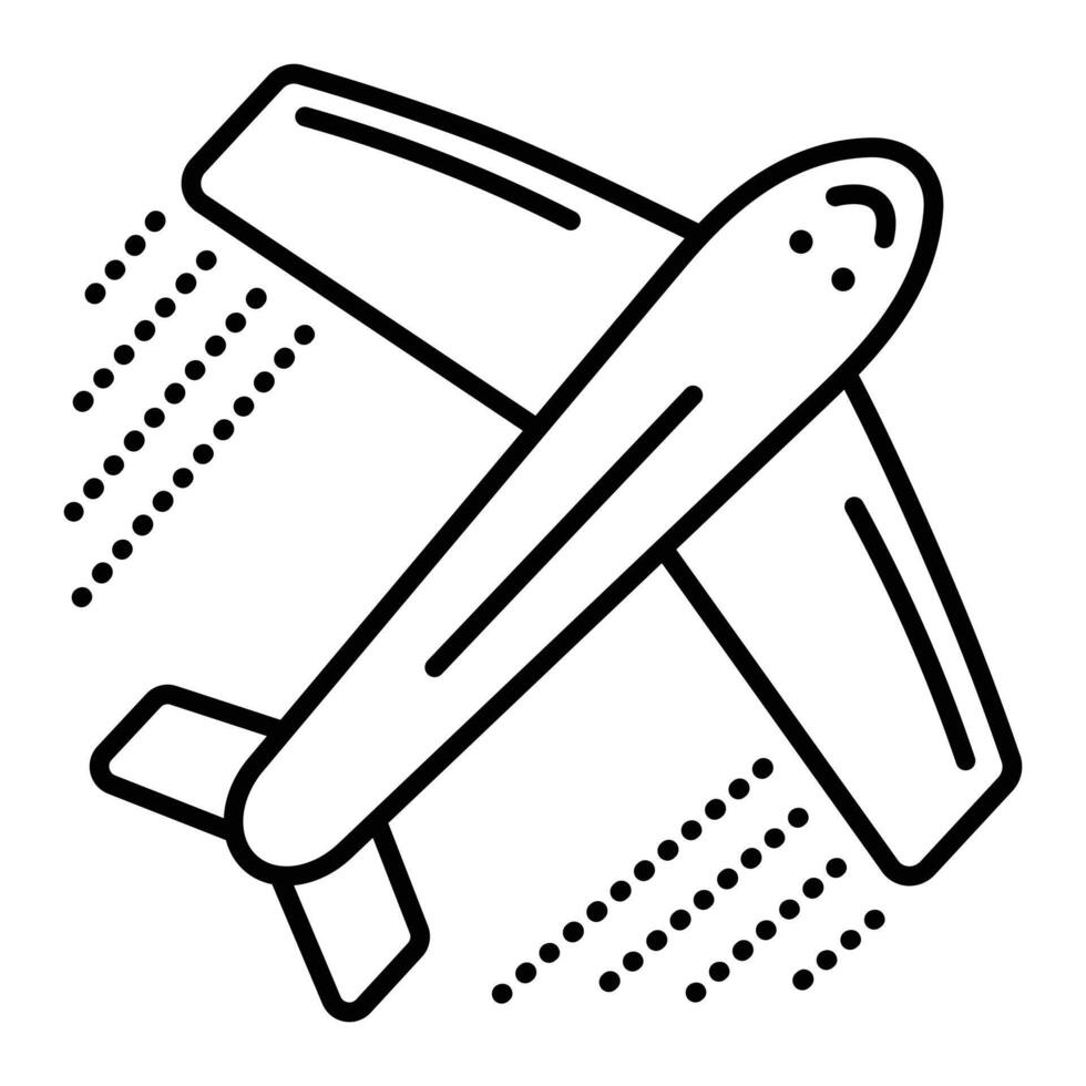 Single Flugzeug schwarz Linie Vektor Symbol, Verkehrsflugzeug Piktogramm, Lieferung durch Luft Transport, Flugzeug, Flugzeug im Flug, minimal Illustration