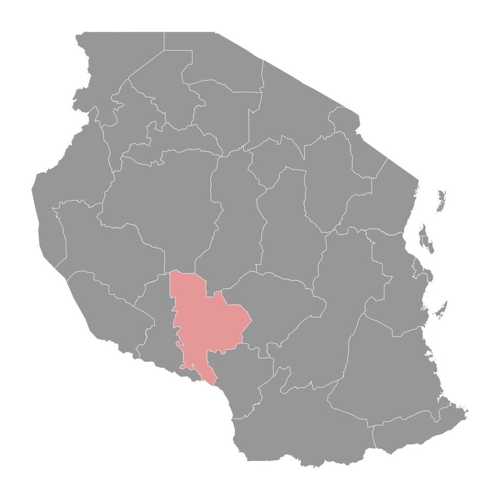 mbeya Region Karte, administrative Aufteilung von Tansania. Vektor Illustration.