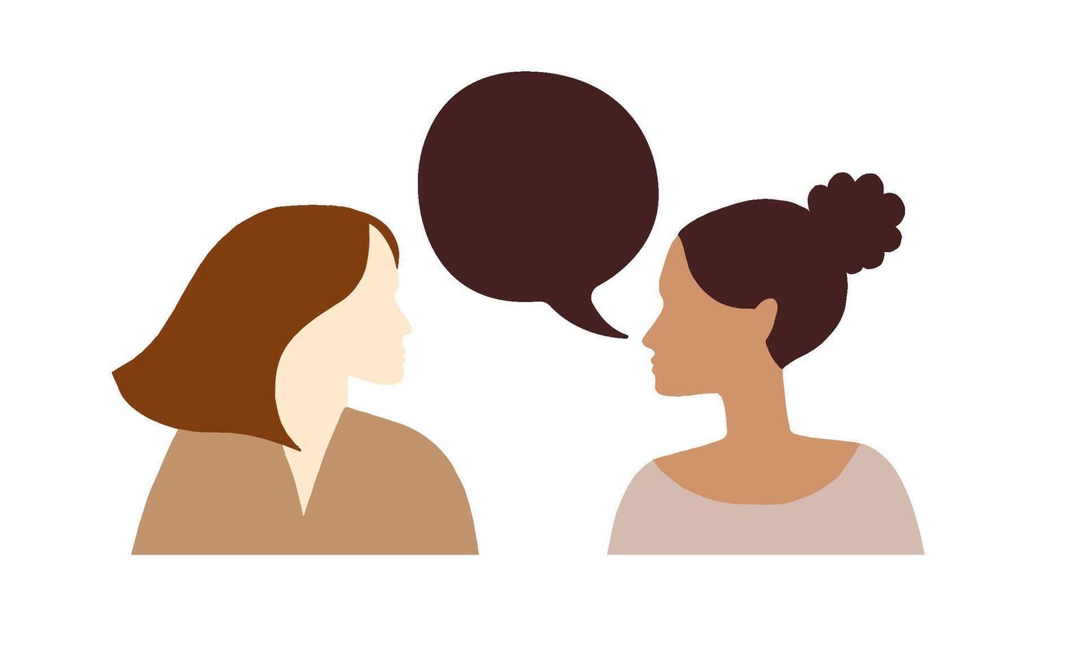 ung kvinnor talande tillsammans. människor kommunicerar. positiv dia vektor