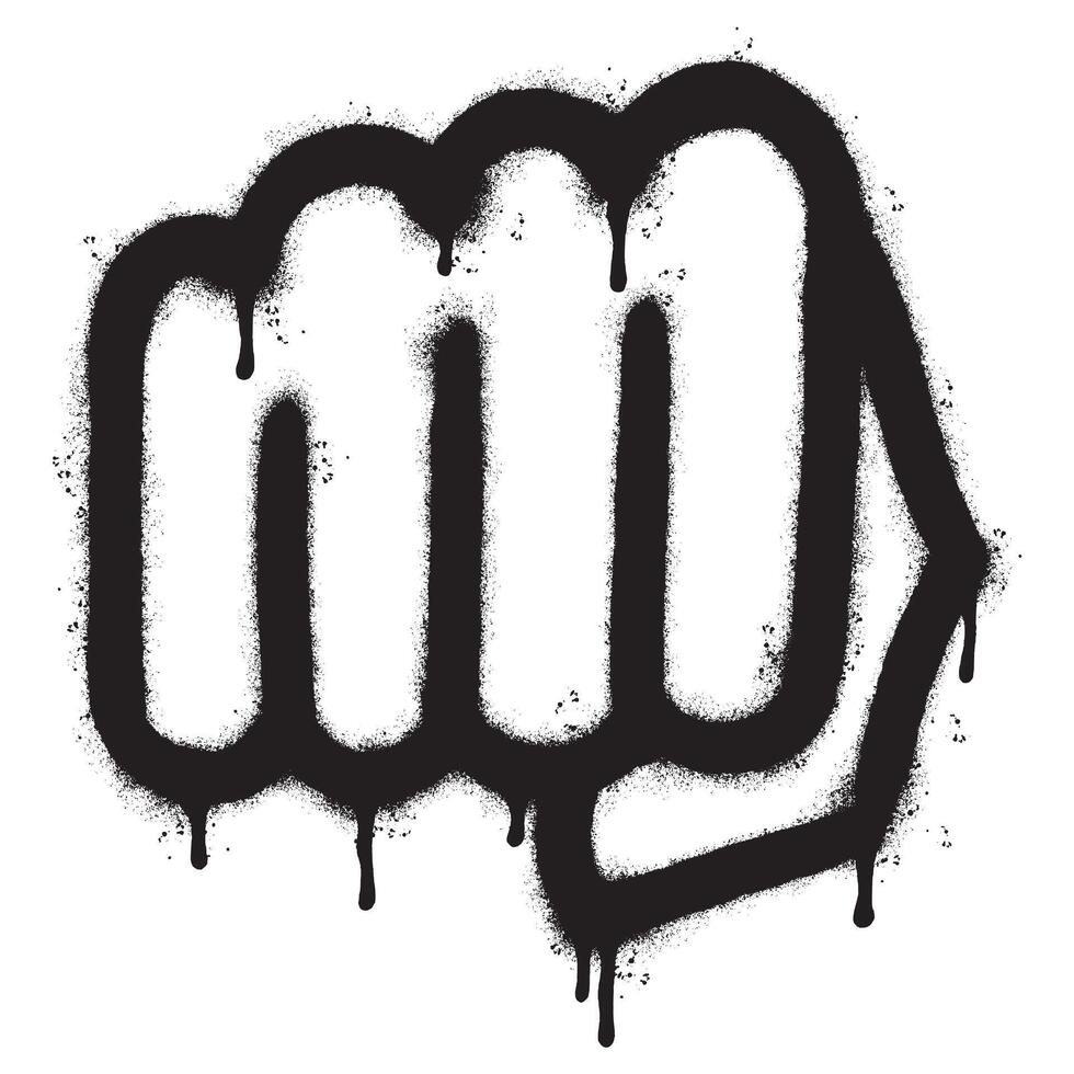 sprühen gemalt Graffiti Faust Hand Symbol gesprüht isoliert mit ein Weiß Hintergrund. Graffiti Faust Leistung Symbol mit Über sprühen im schwarz Über Weiß. vektor