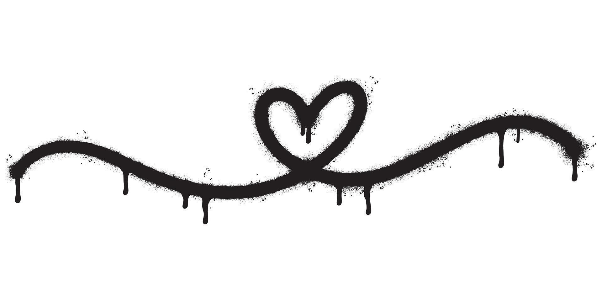 sprühen gemalt Graffiti Herz kontinuierlich einer Linie Zeichnung isoliert mit ein Weiß Hintergrund. Graffiti Liebe Symbol mit Über sprühen im schwarz Über Weiß. Vektor Illustration.
