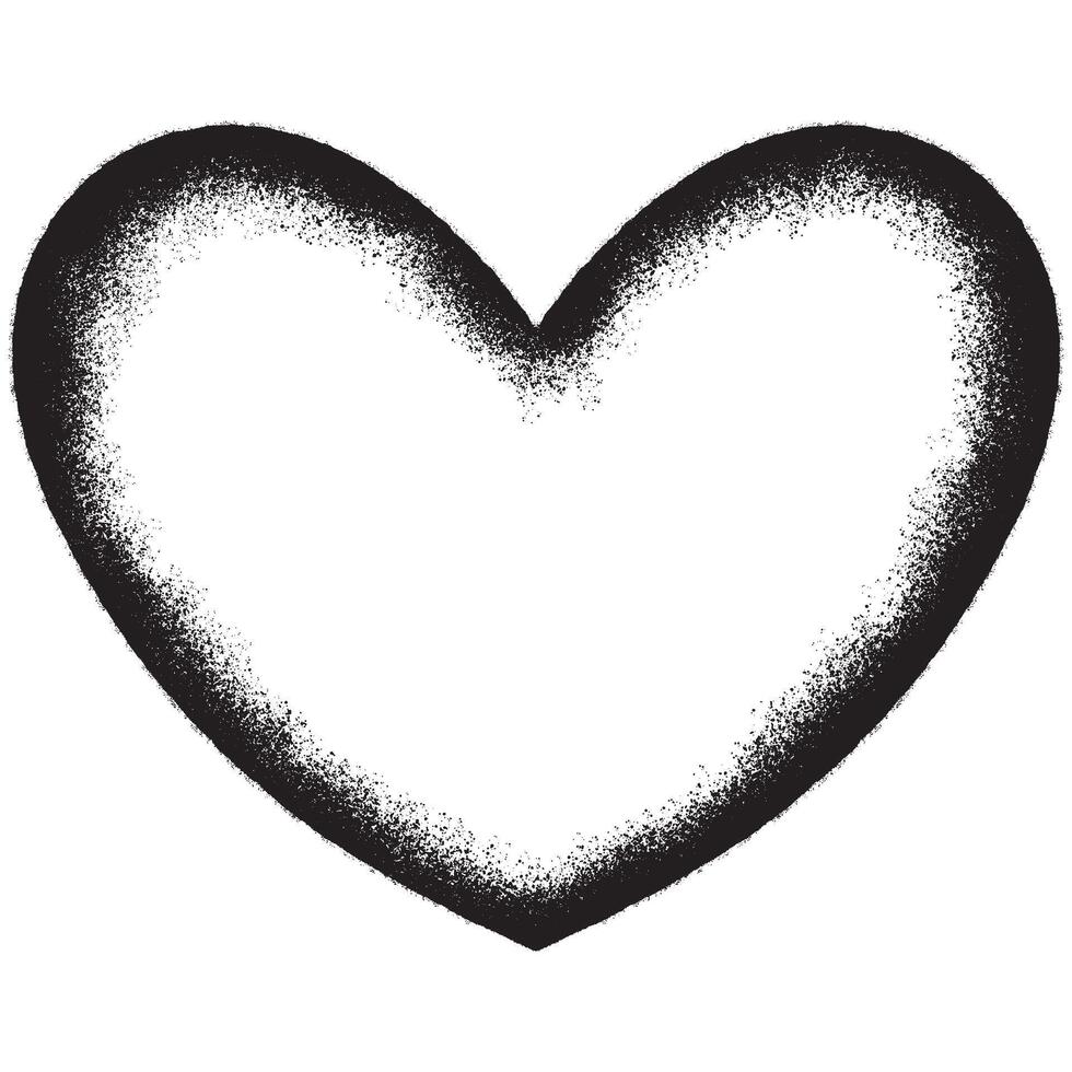 sprühen gemalt Graffiti Herz Symbol isoliert mit ein Weiß Hintergrund. Graffiti Liebe Symbol mit Über sprühen im schwarz Über Weiß. vektor