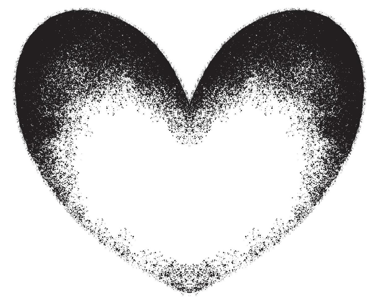 sprühen gemalt Graffiti Herz Symbol isoliert mit ein Weiß Hintergrund. Graffiti Liebe Symbol mit Über sprühen im schwarz Über Weiß. vektor