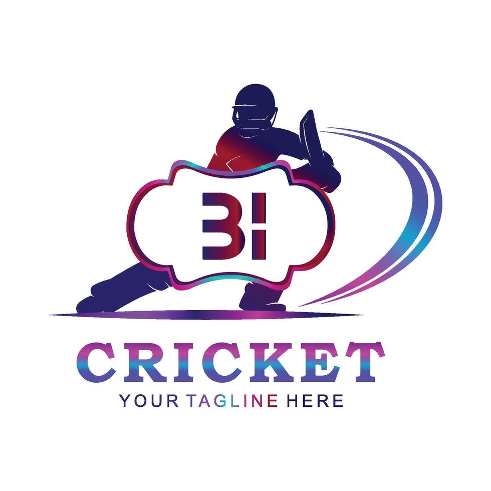 bi cricket logotyp, vektor illustration av cricket sport.