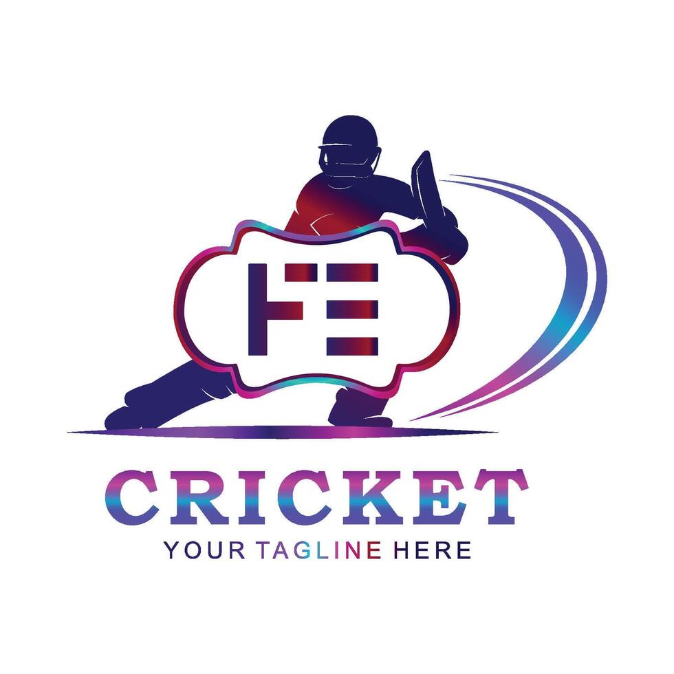 fe cricket logotyp, vektor illustration av cricket sport.