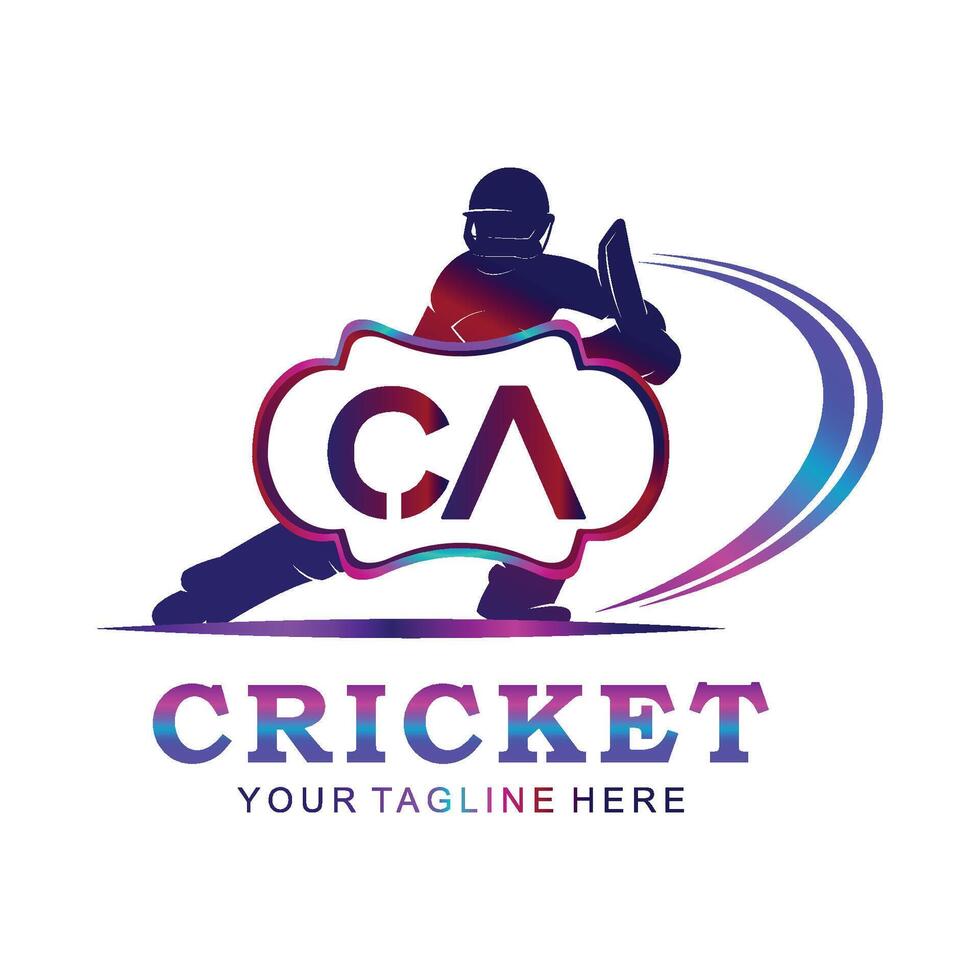 ca cricket logotyp, vektor illustration av cricket sport.