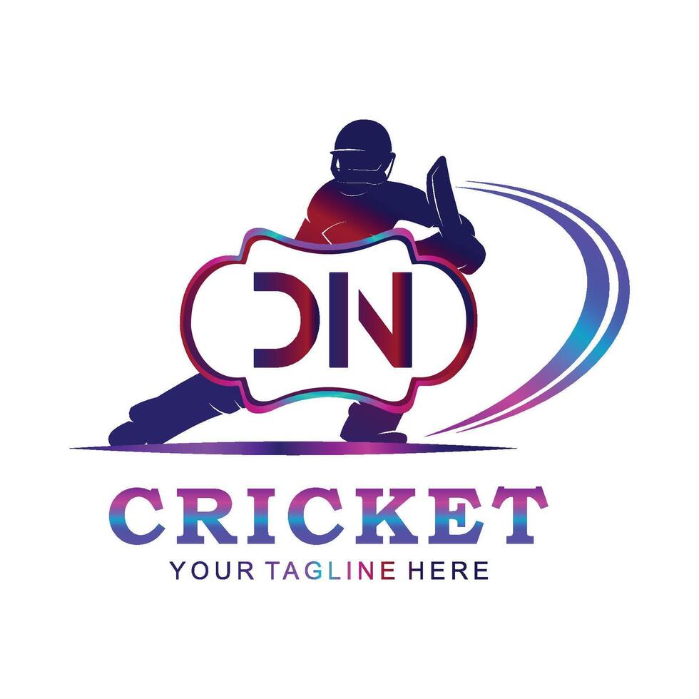 dn cricket logotyp, vektor illustration av cricket sport.