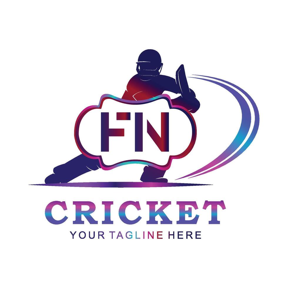 fn cricket logotyp, vektor illustration av cricket sport.