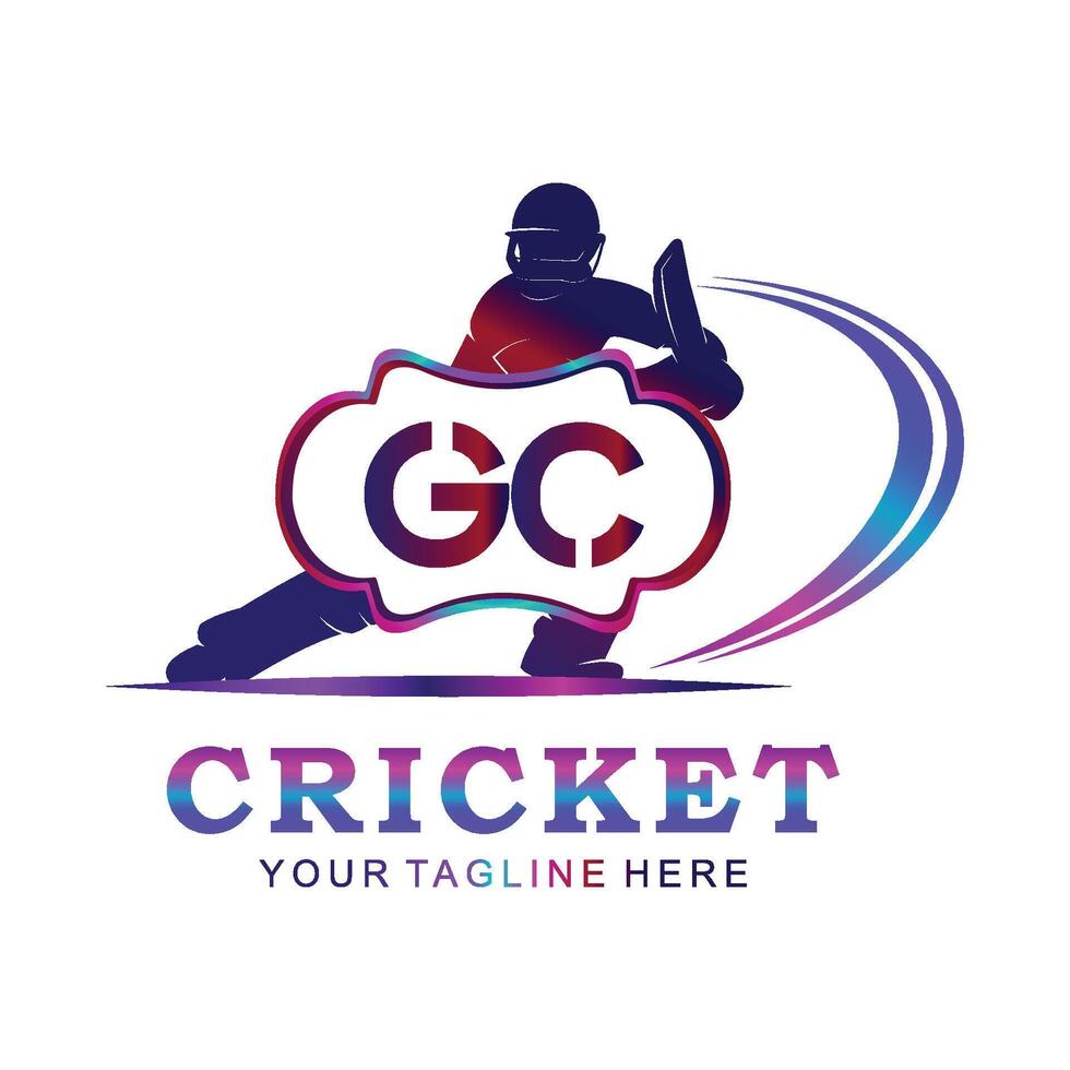 gc cricket logotyp, vektor illustration av cricket sport.