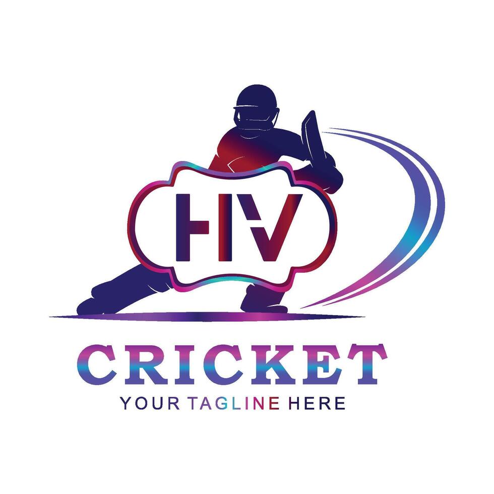 hv cricket logotyp, vektor illustration av cricket sport.