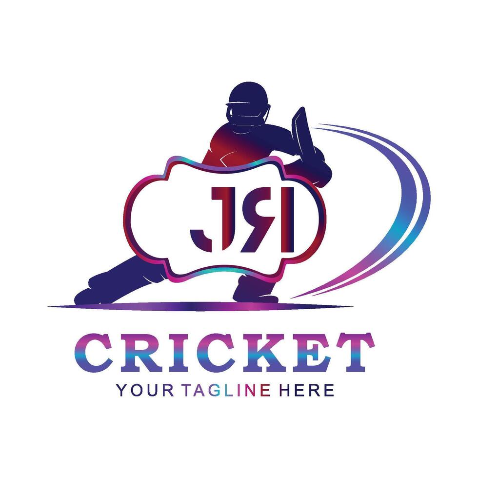 jr cricket logotyp, vektor illustration av cricket sport.