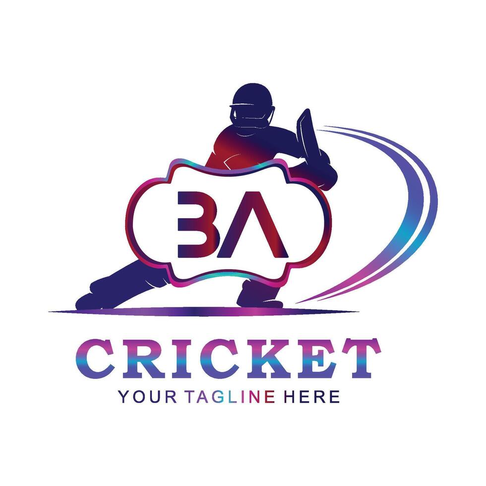 ba cricket logotyp, vektor illustration av cricket sport.