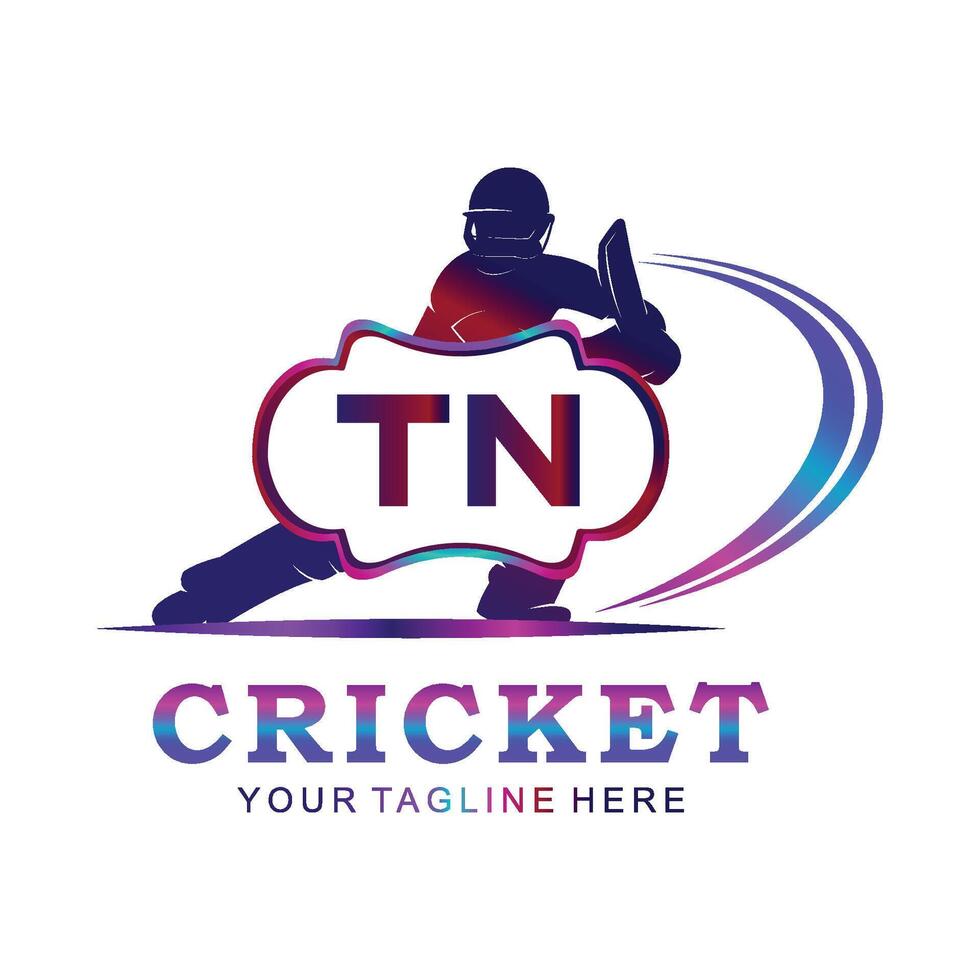 tn cricket logotyp, vektor illustration av cricket sport.