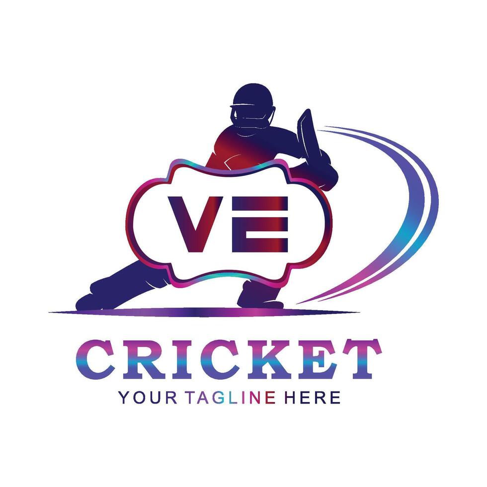ve cricket logotyp, vektor illustration av cricket sport.