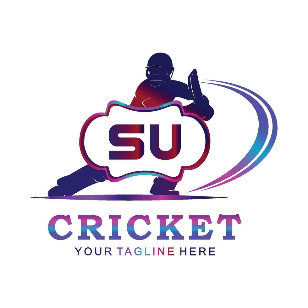 su cricket logotyp, vektor illustration av cricket sport.