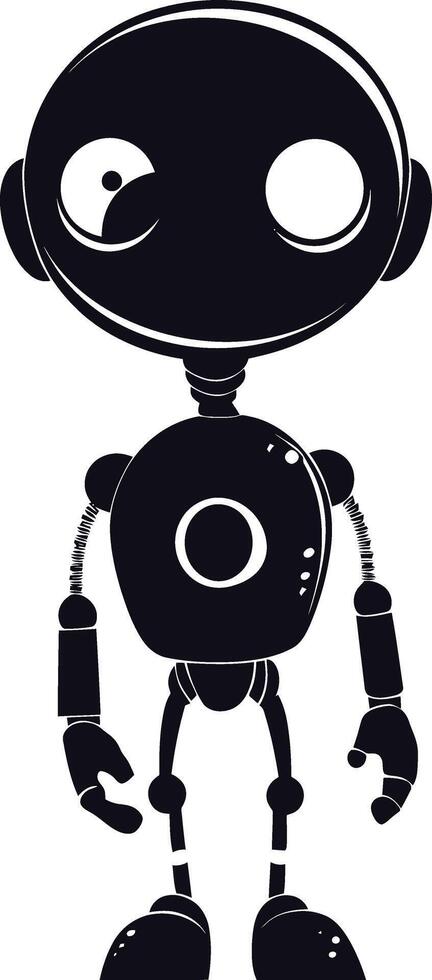 ai genererad silhuett söt robot svart Färg endast full kropp vektor